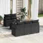Preview: ARDEBO.de - 6-teiliges Garten Sofa Set mit Kissen Schwarz Poly Rattan, 2-Sitzer Garten Sofa mit Stauraum & Kissen Schwarz Poly Rattan