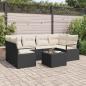 Preview: ARDEBO.de - 7-teiliges Garten Sofa Set mit Kissen Schwarz Poly Rattan, Zweisitzer Garten Sofa mit Stauraum & Kissen Schwarz Poly Rattan
