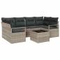 Preview: 7-teiliges Garten Sofa Set mit Kissen Hellgrau Poly Rattan, 2-Sitzer Garten Sofa mit Stauraum & Kissen Grau Poly Rattan