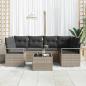 Preview: 7-teiliges Garten Sofa Set mit Kissen Hellgrau Poly Rattan, 2-Sitzer Garten Sofa mit Stauraum & Kissen Grau Poly Rattan