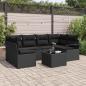 Preview: ARDEBO.de - 7-teiliges Garten Sofa Set mit Kissen Schwarz Poly Rattan, 2-Sitzer Garten Sofa mit Stauraum & Kissen Schwarz Poly Rattan