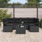 Preview: 7-teiliges Garten Sofa Set mit Kissen Schwarz Poly Rattan, 2-Sitzer Garten Sofa mit Stauraum & Kissen Schwarz Poly Rattan