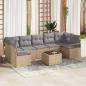 Preview: ARDEBO.de - 8-teiliges Garten Sofa Set mit Kissen Beige Poly Rattan, 2-Sitzer Garten Sofa mit Stauraum & Kissen Beige Poly Rattan