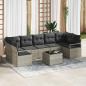 Preview: ARDEBO.de - 8-teiliges Garten Sofa Set mit Kissen Hellgrau Poly Rattan, 2-Sitzer Garten Sofa mit Stauraum & Kissen Grau Poly Rattan