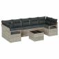 Preview: 8-teiliges Garten Sofa Set mit Kissen Hellgrau Poly Rattan, 2-Sitzer Garten Sofa mit Stauraum & Kissen Grau Poly Rattan