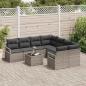 Preview: ARDEBO.de - 9-teiliges Garten-Sofa-Set mit Kissen Grau Poly Rattan, 2-Sitzer Garten-Sofa mit Stauraum & Kissen Grau Poly Rattan
