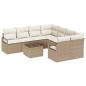 Preview: 9-teiliges Garten Sofa Set mit Kissen Beige Poly Rattan, 2-Sitzer Garten Sofa mit Stauraum & Kissen Beige Poly Rattan