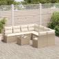Preview: 9-teiliges Garten Sofa Set mit Kissen Beige Poly Rattan, 2-Sitzer Garten Sofa mit Stauraum & Kissen Beige Poly Rattan