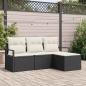 Preview: ARDEBO.de - 4-teiliges Garten-Sofa-Set mit Kissen Schwarzes Poly-Rattan, 2-Sitzer Garten-Sofa mit Stauraum & Kissen Schwarzes Poly-Rattan