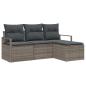 Preview: 4-teilige Garten-Sofa Set mit Kissen Grau Poly Rattan, 2-Sitzer Garten Sofa mit Stauraum und Kissen Grau Poly Rattan