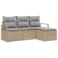 Preview: 4-teiliges Garten Sofa Set mit Kissen Beige Poly Rattan, 2-Sitzer Garten Sofa mit Stauraum & Kissen Beige Poly Rattan