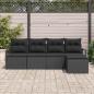 Preview: 5-teiliges Garten-Sofa-Set mit Kissen Schwarz Poly Rattan, 2-Sitzer Garten-Sofa mit Stauraum & Kissen Schwarz Poly Rattan