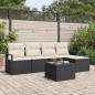 Preview: ARDEBO.de - 5-teiliges Garten Sofa Set mit Kissen Braunes Poly Rattan, 2-Sitzer Garten Sofa mit Stauraum & Kissen Schwarzes Poly Rattan