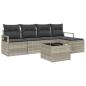 Preview: 6-teiliges Garten Sofa Set mit Kissen Grau Poly Rattan, 2-Sitzer Garten Sofa mit Stauraum & Kissen Grau Poly Rattan