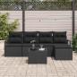 Preview: 6-teiliges Garten Sofa Set mit Kissen Beige Poly Rattan, 2-Sitzer Garten Sofa mit Stauraum & Kissen Schwarz Poly Rattan