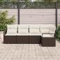 Preview: 5-teiliges Garten Sofa Set mit Kissen Braun Poly Rattan, 2-Sitzer Garten Sofa mit Stauraum & Kissen Braun Poly Rattan