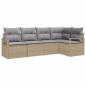 Preview: 5-teiliges Garten Sofa Set mit Kissen Beige Poly Rattan, 2-Sitzer Garten Sofa mit Stauraum & Kissen Beige Poly Rattan