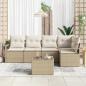 Preview: 6-tlg. Garten-Sofa-Set mit Kissen Braunes Poly-Rattan, 2-Sitzer Garten-Sofa mit Stauraum & Kissen Beiges Poly-Rattan