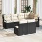 Preview: ARDEBO.de - 7-teiliges Garten Sofa Set mit Kissen Schwarz Poly Rattan, 2-Sitzer Garten Sofa mit Stauraum & Kissen Schwarz Poly Rattan
