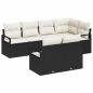 Preview: 7-teiliges Garten Sofa Set mit Kissen Schwarz Poly Rattan, 2-Sitzer Garten Sofa mit Stauraum & Kissen Schwarz Poly Rattan