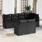 Preview: ARDEBO.de - 7-teiliges Garten-Sofa-Set mit Kissen Schwarz Poly-Rattan, 2-Sitzer Garten-Sofa mit Stauraum & Kissen Schwarz Poly-Rattan