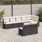 Preview: 8-teiliges Garten Sofaset mit Kissen Schwarz Poly Rattan, 2-Sitzer Garten Sofa mit Stauraum & Kissen Schwarz Poly Rattan