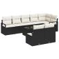 Preview: 8-teiliges Garten-Sofa-Set mit Kissen Braun Poly Rattan, 2-Sitzer Garten-Sofa mit Stauraum & Kissen Schwarz Poly Rattan