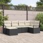 Preview: ARDEBO.de - 6-teiliges Garten Sofa Set mit Kissen aus schwarzem Poly Rattan, 2-Sitzer Garten Sofa mit Stauraum und Kissen aus schwarzem Poly Rattan