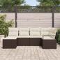 Preview: 6-teiliges Garten-Sofa-Set mit Kissen Braun Poly-Rattan, 2-Sitzer Garten-Sofa mit Stauraum & Kissen Braun Poly-Rattan