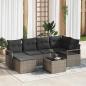 Preview: ARDEBO.de - 6-teiliges Garten Sofa Set mit Kissen Schwarz Poly Rattan, 2-Sitzer Garten Sofa mit Stauraum & Kissen Grau Poly Rattan