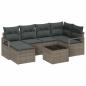 Preview: 6-teiliges Garten Sofa Set mit Kissen Schwarz Poly Rattan, 2-Sitzer Garten Sofa mit Stauraum & Kissen Grau Poly Rattan