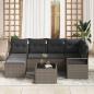 Preview: 6-teiliges Garten Sofa Set mit Kissen Schwarz Poly Rattan, 2-Sitzer Garten Sofa mit Stauraum & Kissen Grau Poly Rattan