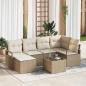Preview: ARDEBO.de - 7-teiliges Garten-Sofa-Set mit Kissen in Braun Poly-Rattan, 2-Sitzer Garten-Sofa mit Stauraum & Kissen in Beige Poly-Rattan