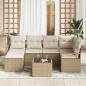 Preview: 7-teiliges Garten-Sofa-Set mit Kissen in Braun Poly-Rattan, 2-Sitzer Garten-Sofa mit Stauraum & Kissen in Beige Poly-Rattan