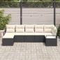 Preview: ARDEBO.de - 7-teiliges Garten Sofa Set mit Kissen Schwarz Poly Rattan, 2-Sitzer Garten Sofa mit Stauraum & Kissen Schwarz Poly Rattan
