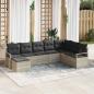 Preview: ARDEBO.de - 7-teiliges Garten-Sofa-Set mit Kissen Hellgrau Poly-Rattan, 2-Sitzer Garten-Sofa mit Stauraum & Kissen Grau Poly-Rattan