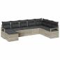 Preview: 7-teiliges Garten-Sofa-Set mit Kissen Hellgrau Poly-Rattan, 2-Sitzer Garten-Sofa mit Stauraum & Kissen Grau Poly-Rattan