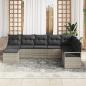 Preview: 7-teiliges Garten-Sofa-Set mit Kissen Hellgrau Poly-Rattan, 2-Sitzer Garten-Sofa mit Stauraum & Kissen Grau Poly-Rattan
