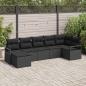 Preview: 7-teiliges Garten Sofa Set mit Kissen Schwarz Poly Rattan, 2-Sitzer Garten Sofa mit Stauraum & Kissen Schwarz Poly Rattan