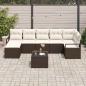 Preview: 7-teiliges Garten-Sofa-Set mit Kissen Grau Poly Rattan, 2-Sitzer Garten-Sofa mit Stauraum & Kissen Braun Poly Rattan