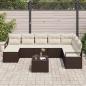 Preview: 8-Teiliges Garten-Sofa-Set mit Kissen Grau Poly-Rattan, 2-Sitzer Garten-Sofa mit Stauraum & Kissen Braun Poly-Rattan