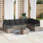 Preview: ARDEBO.de - 9-teiliges Garten Sofa Set mit Kissen Grau Poly Rattan, 2-Sitzer Garten Sofa mit Stauraum & Kissen Grau Poly Rattan