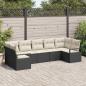 Preview: ARDEBO.de - 7-Teiliges Garten Sofa Set mit Kissen Schwarz Poly Rattan, 2-Sitzer Garten Sofa mit Stauraum & Kissen Schwarz Poly Rattan