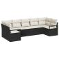 Preview: 7-Teiliges Garten Sofa Set mit Kissen Schwarz Poly Rattan, 2-Sitzer Garten Sofa mit Stauraum & Kissen Schwarz Poly Rattan
