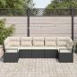 Preview: 7-Teiliges Garten Sofa Set mit Kissen Schwarz Poly Rattan, 2-Sitzer Garten Sofa mit Stauraum & Kissen Schwarz Poly Rattan