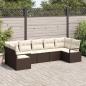 Preview: ARDEBO.de - 7-teiliges Garten Sofa Set mit Kissen Braun Polyrattan, 2-Sitzer Garten Sofa mit Stauraum & Kissen Braun Polyrattan