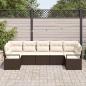 Preview: 7-teiliges Garten Sofa Set mit Kissen Braun Polyrattan, 2-Sitzer Garten Sofa mit Stauraum & Kissen Braun Polyrattan