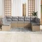 Preview: 7-teiliges Garten-Sofa-Set mit Kissen Beige Poly Rattan, Zweisitzer-Garten-Sofa mit Stauraum & Kissen Beige Poly Rattan