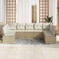 Preview: ARDEBO.de - 7-teiliges Garten Sofa Set mit Kissen Beige Poly Rattan, 2-Sitzer Garten Sofa mit Stauraum & Kissen Beige Poly Rattan