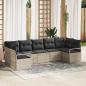 Preview: ARDEBO.de - 7-teiliges Garten Sofa Set mit Kissen Hellgrau Poly Rattan, 2-Sitzer Garten Sofa mit Stauraum & Kissen Grau Poly Rattan